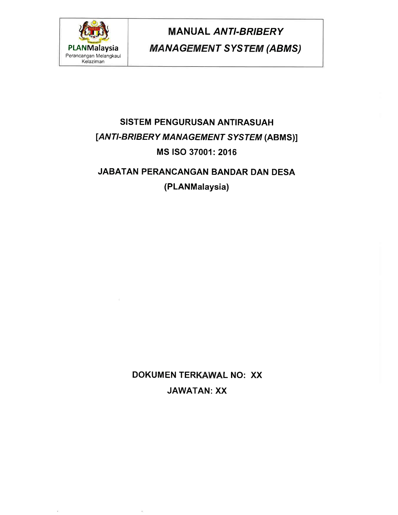 3 Manual MS ISO 37001 2016 ABMS PLANMalaysia 2025